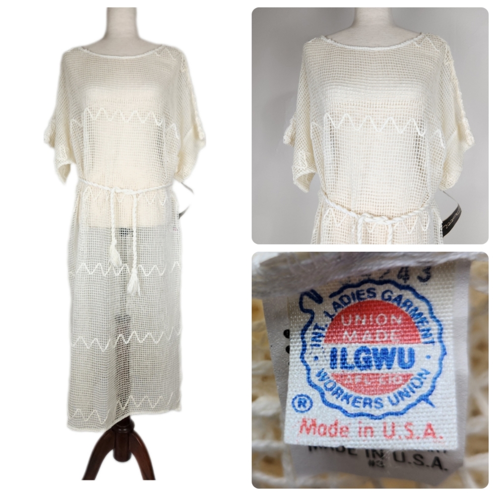 Dotti Vintage 70"-80's Union made Crochet Dress Cover up Rare
